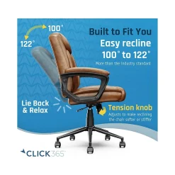 Ergonomic Chairs*Click365 Transform 1.0 Ergonomic Bonded Leather Swivel Desk Chair, (CCHR10001A) Cognac