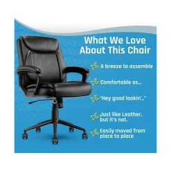 Ergonomic Chairs*Click365 Transform 1.0 Ergonomic Bonded Leather Swivel Desk Chair, (CCHR10001B) Black