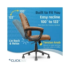 Ergonomic Chairs*Click365 Transform 3.0 Ergonomic Bonded Leather Swivel Desk Chair, (CCHR10008A) Cognac
