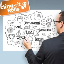 Dry Erase*All Things Cling Cling-rite Removable Dry Erase Sheets Roll, 100' Roll, White (CGS1003CLINGRITE)