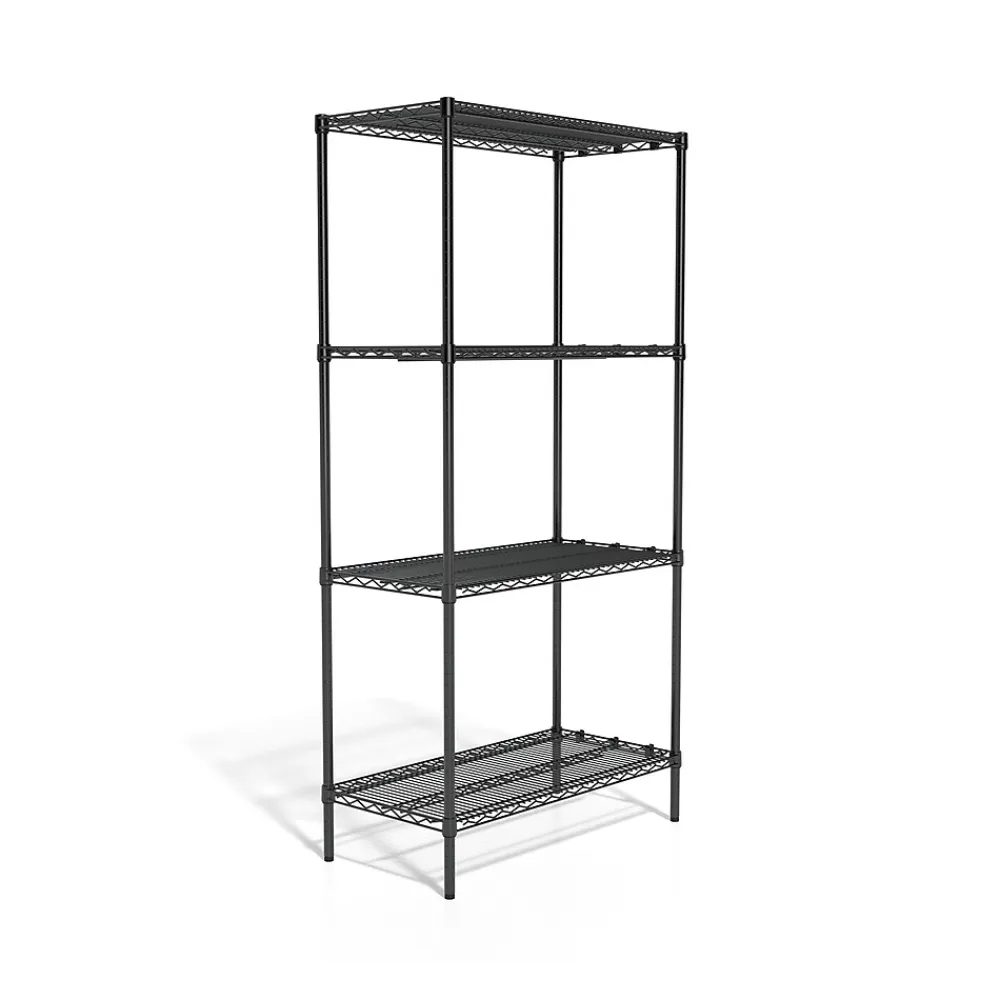 Shelving*Coastwide Professional ™ 4-Shelf Wire Unit, 36"W, Black (CW25470)