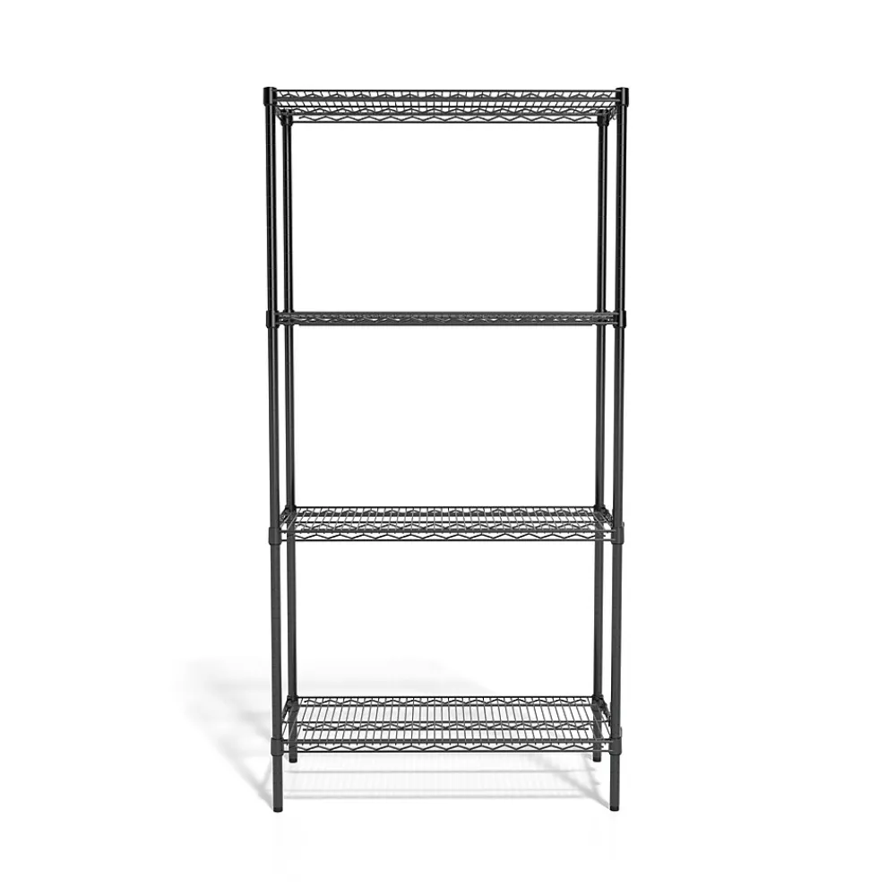 Shelving*Coastwide Professional ™ 4-Shelf Wire Unit, 36"W, Black (CW25470)