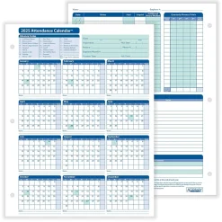 Hr Forms*ComplyRight 2025 Attendance Calendar Set, 25 Forms/Pack (A1411W16PK25)