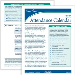 Hr Forms*ComplyRight 2025 Attendance Calendar Card, 25 Forms/Pack (A4000W25)