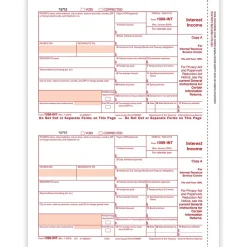 Tax Forms*ComplyRight 2024 1099-INT Tax Form, 1-Part, 2-Up, Copy A, 50/Pack (512050)