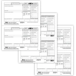 Tax Forms*ComplyRight 2024 W-2 Tax Form, 5-Part, 2-Up, Copy B, C/2, D/1, 25/Pack (564825)