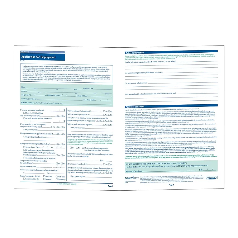 Hr Forms*ComplyRight ™ Missouri Job Application, Pack of 50 (A2179MO)