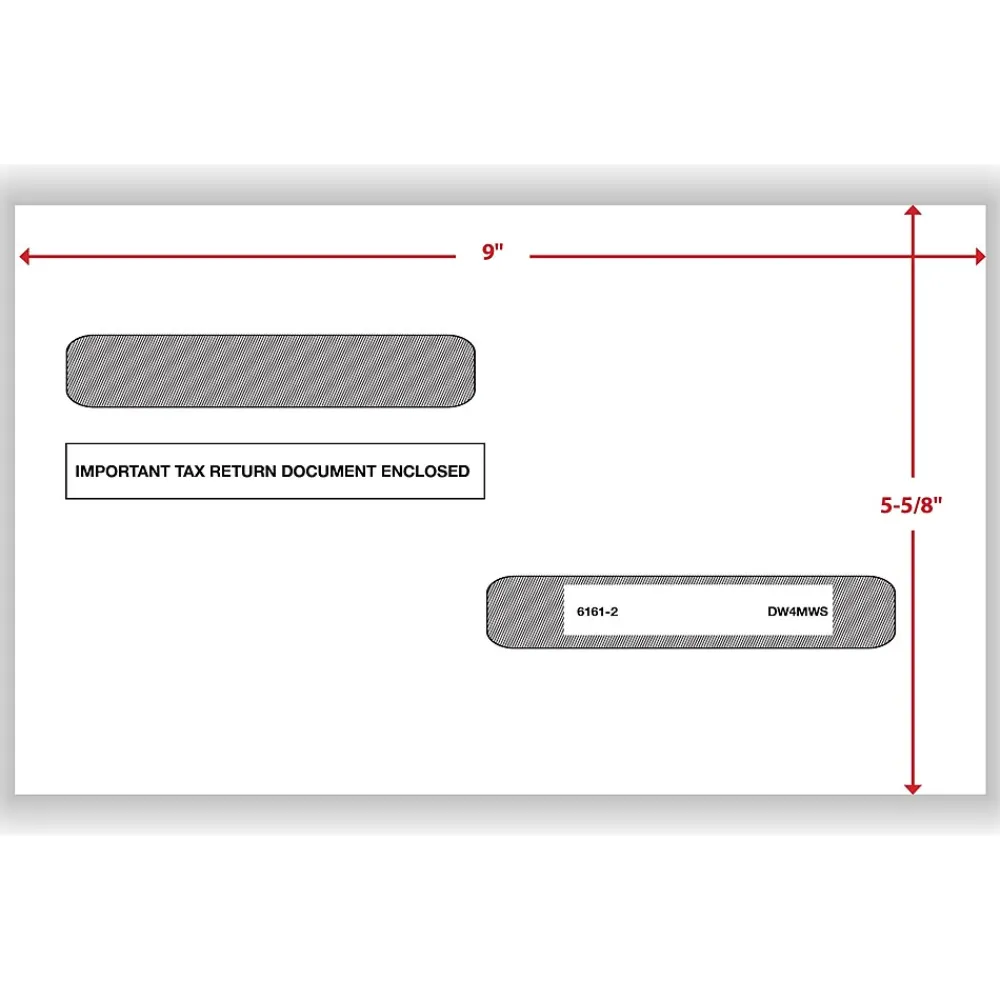 Tax Forms*ComplyRight Self Seal 1099-R Tax Double-Window Envelope, 5.63" x 9", White, 100/Pack (DW4MWS)
