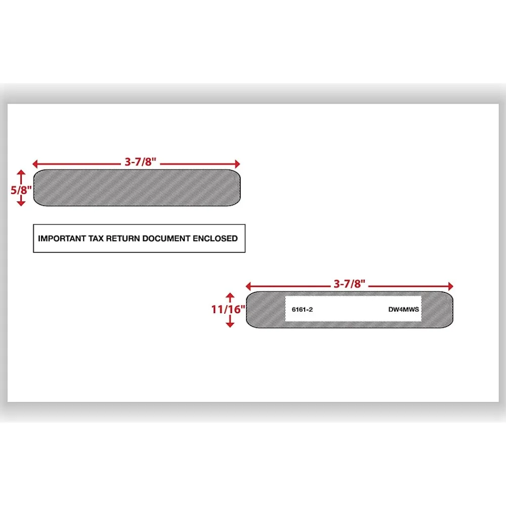 Tax Forms*ComplyRight Self Seal 1099-R Tax Double-Window Envelope, 5.63" x 9", White, 100/Pack (DW4MWS)