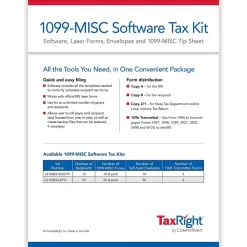 Tax Forms*ComplyRight TaxRight 2024 1099-MISC Tax Form Tax Forms, Envelopes, TipSheet & Software, 4-Part, 50/Pack (SC6103ES)