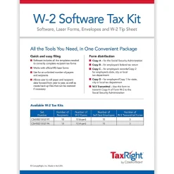 Tax Forms*ComplyRight TaxRight 2024 W-2 Tax Form Tax Forms, Envelopes, TipSheet & Software, 4-Part, 10/Pack (SC5645ES10)