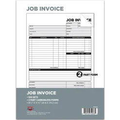 Business Forms*Cosco 2-Part Carbonless Job Invoice, 8.5" x 11.5", 100 Sets/Book (074036PK5)