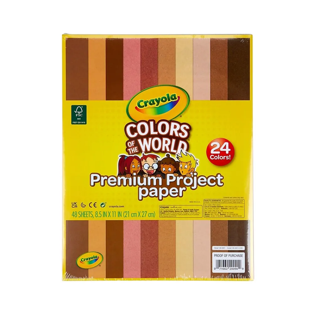 Construction Paper*Crayola Colors of the World 8.5" x 11" Construction Paper, Assorted Colors, 48 Sheets/Pack (99-0091)