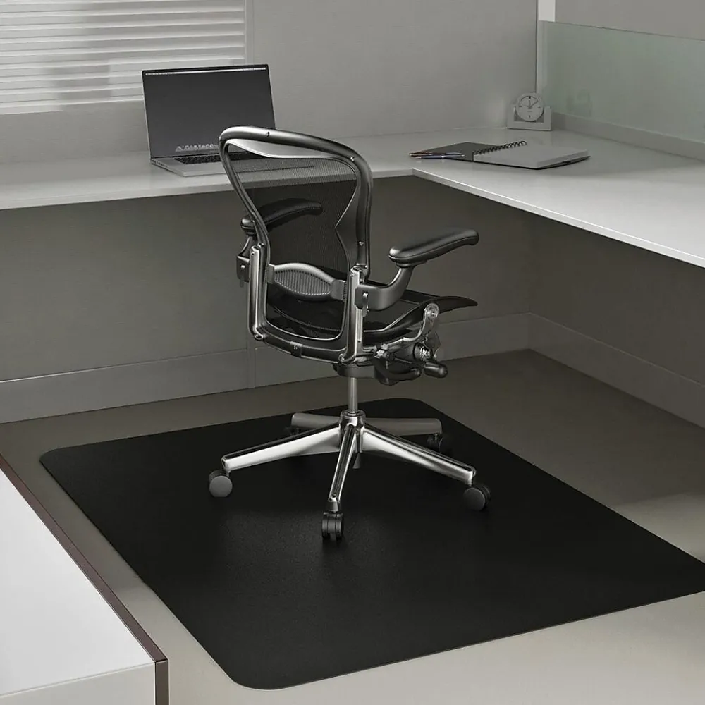 Chair Mats*Deflect-O EconoMat Carpet Chair Mat, 46" x 60'', Low-Pile, Black (DEFCM11442FBLK)