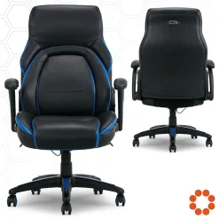 Office Chairs*Dormeo Ergonomic Faux Leather Swivel Manager's Chair, Blue (60030-BLU) Navy Blue