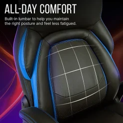 Office Chairs*Dormeo Ergonomic Faux Leather Swivel Manager's Chair, Blue (60030-BLU) Navy Blue