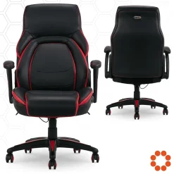 Ergonomic Chairs*Dormeo Vantage Ergonomic Bonded Leather Swivel Manager Chair, (60030-RED) Black/Red