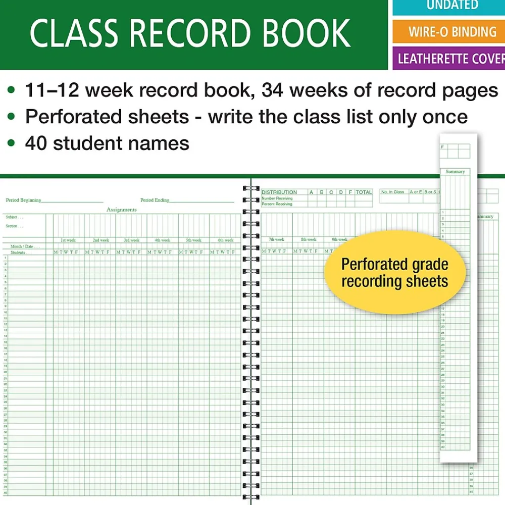 Grade Books*ELAN Undated Class Record Book, 8.5" x 11", 50/Pack (R1200-CP)