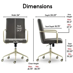Office Chairs*Elle Decor Giselle Fabric Computer and Desk Chair, Light Gray/Gold (CHR10058B)