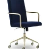Office Chairs*Elle Decor Giselle Fabric Computer and Desk Chair, Navy Blue/Gold (CHR10058C)