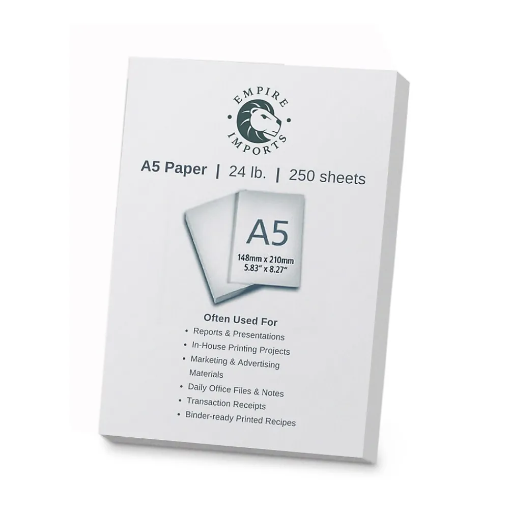 Multipurpose Paper*Empire Imports 5.8" x 8.3" Multipurpose Paper, 24 lbs., 96 Brightness, 250 Sheets/Ream (A524R)