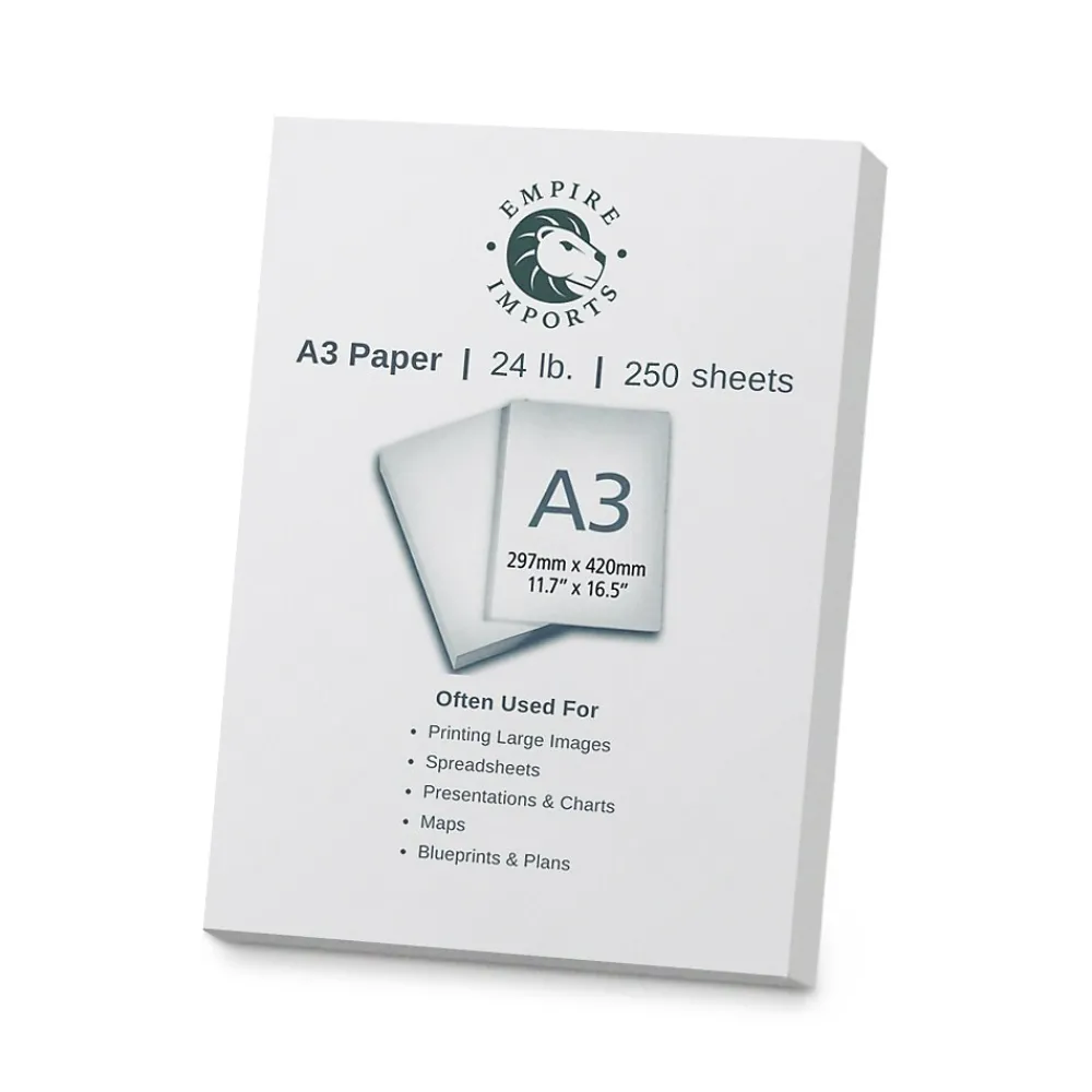 Multipurpose Paper*Empire Imports 11.69" x 16.54" Multi-Purpose Paper, 24 lbs., 96 Brightness, 250 Sheets/Ream (A324R)