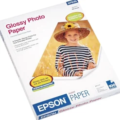 Photo Paper*Epson Glossy Photo Paper, 8.5" x 11", 100 Sheets/Pack (EPSS041271)