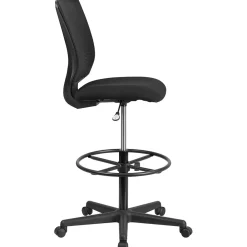 Office Chairs*Flash Furniture Ergonomic Mid-Back Mesh Drafting Chair with Black Fabric Seat and Adjustable Foot Ring [GO-2100-GG]