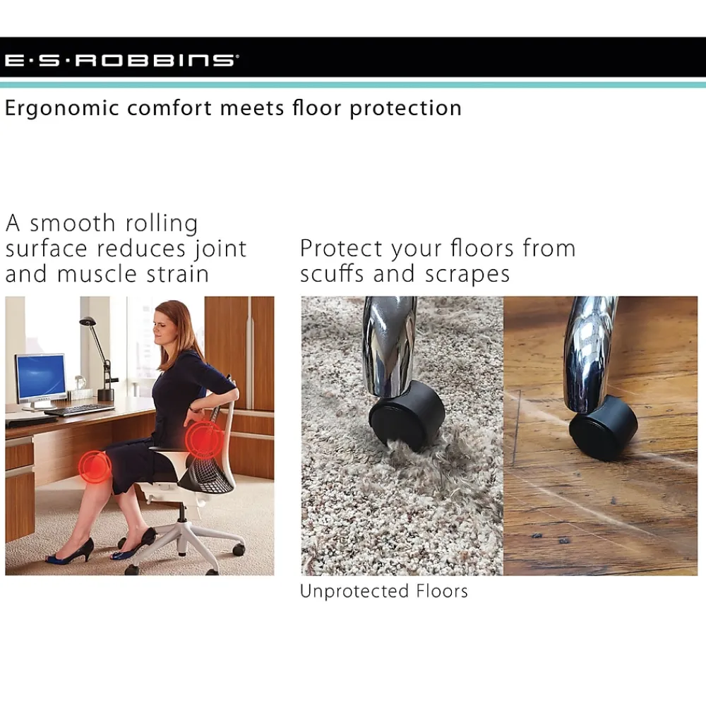 Chair Mats*ES Robbins Natural Origins Carpet Chair Mat, 46" x 60'', Medium-Pile, Clear (ESR141052)