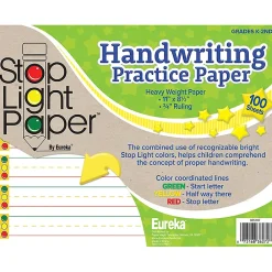 Classroom Paper*Eureka Stop Light Paper, 8.5" x 11" Practice Writing Paper, 100 Sheets/Pack, 3 Packs (EU-805107-3)
