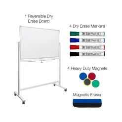 Dry Erase*Excello Global Products Dry-Erase Mobile Whiteboard, Aluminum Frame, 48