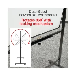 Dry Erase*Excello Global Products Double Sided Magnetic Steel Mobile Dry-Erase Whiteboard, Aluminum Frame, 4' x 3' (EGP-HD-0066-BK)