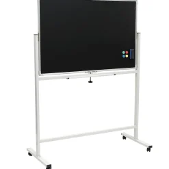 Dry Erase*Global Printed Products Excello Global Products Double Sided Magnetic Mobile Whiteboard Chalkboard Combo, White Frame, 48