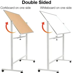 Bulletin*Global Printed Products Excello Global Products Double Sided Magnetic Mobile Whiteboard Corkboard Combo, White Frame, 48" x 32"
