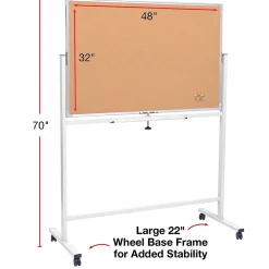 Bulletin*Global Printed Products Excello Global Products Double Sided Magnetic Mobile Whiteboard Corkboard Combo, White Frame, 48
