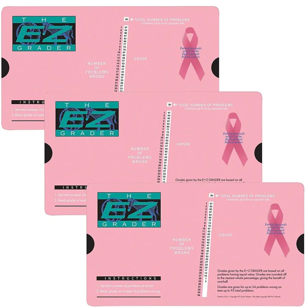 Grade Books*E-Z Grader Breast Cancer Pink Grade Tool, Pack of 3 (EZ-5703PINK-3)