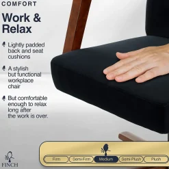 Office Chairs*Finch NEO ONE Ergonomic Velvet Fabric/Wood Swivel Executive Chair, Black (52304-BLK)