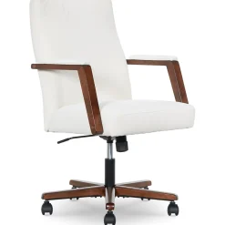 Office Chairs*Finch NEO ONE Ergonomic Velvet Fabric/Wood Swivel Executive Chair, Cream (52304-CRM)