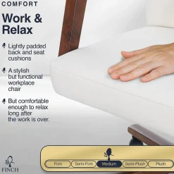 Office Chairs*Finch NEO ONE Ergonomic Velvet Fabric/Wood Swivel Executive Chair, Cream (52304-CRM)