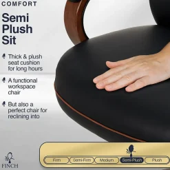 Office Chairs*Finch NEO TWO Ergonomic Vegan Leather/Wood Swivel Executive Chair, Black (52373-BLK)