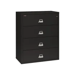 File Cabinets*FireKing Classic 4-Drawer Lateral File Cabinet, 52.75" x 44.5", Letter/Legal, Fire Resistant, (4-4422-CBL) Black