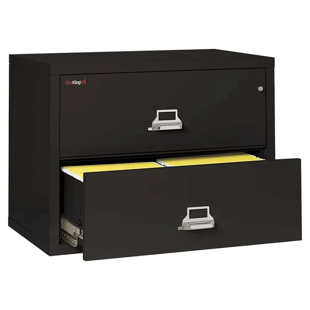File Cabinets*FireKing Classic 2-Drawer Lateral File Cabinet, Fire Resistant, Letter/Legal, Black, 37.5"W (2-3822-CBL)