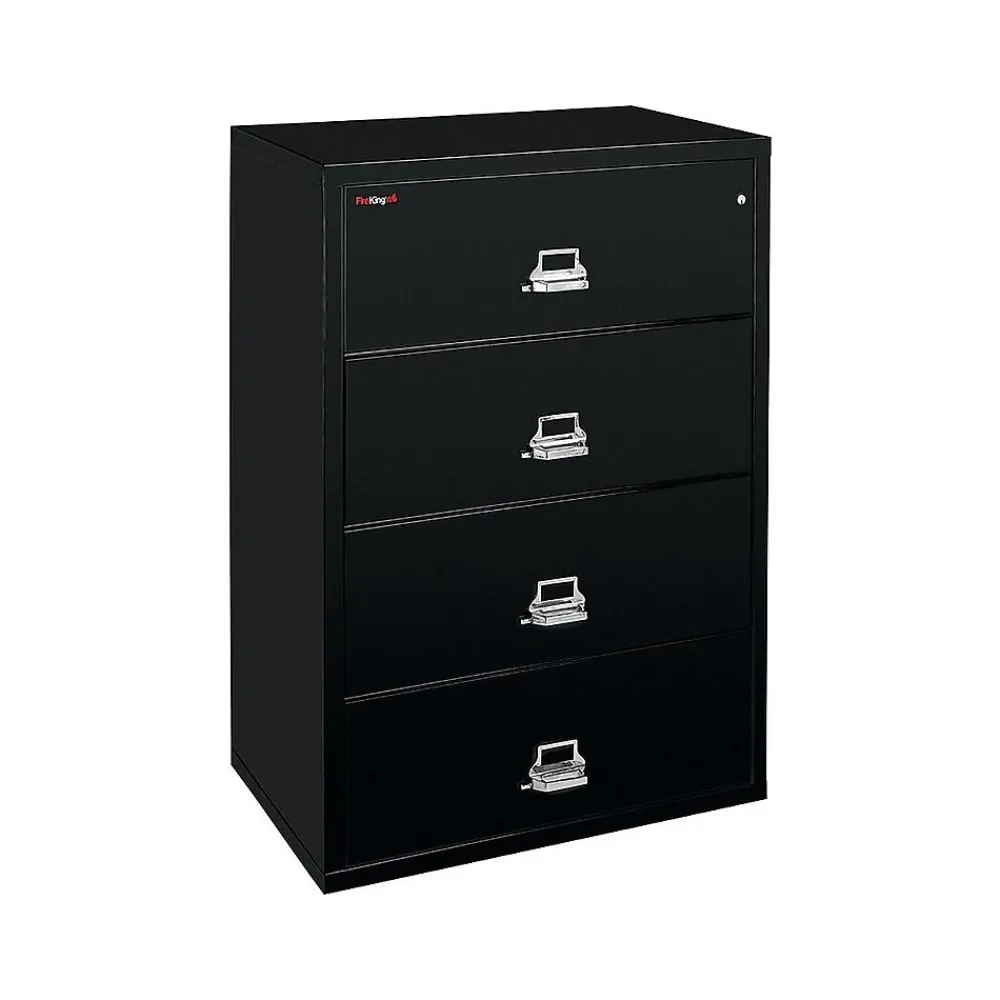 File Cabinets*FireKing Classic 4-Drawer Lateral File Cabinet, Fire Resistant, Letter/Legal, Black, 31.19"W (4-3122-CBL)