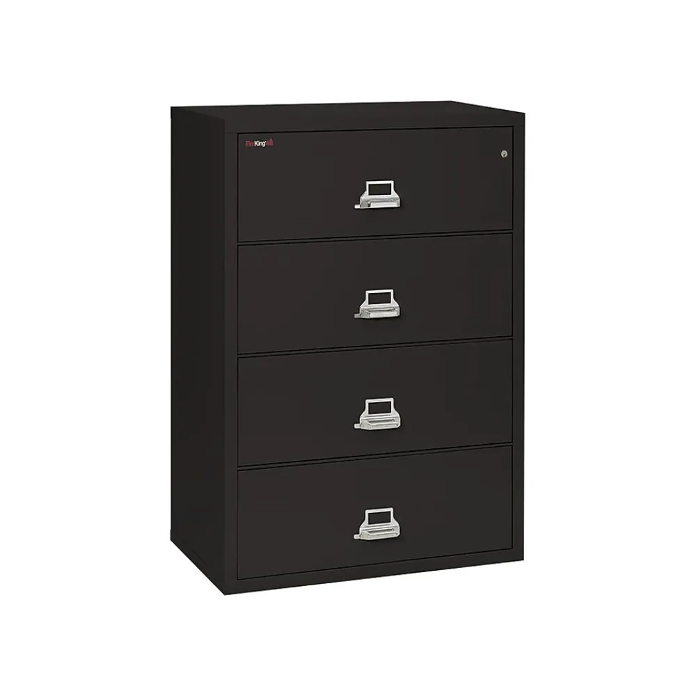 File Cabinets*FireKing Classic 4-Drawer Lateral File Cabinet, Fire Resistant, Letter/Legal, Black, 37.5"W (4-3822-CBL)