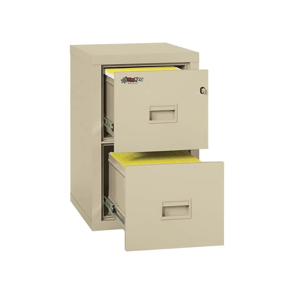 File Cabinets*FireKing Dock to Dock 2-Drawer Mobile Vertical File Cabinet, Letter/Legal, Lockable, Fire Resistant, Parchment (2R1822-CPA)