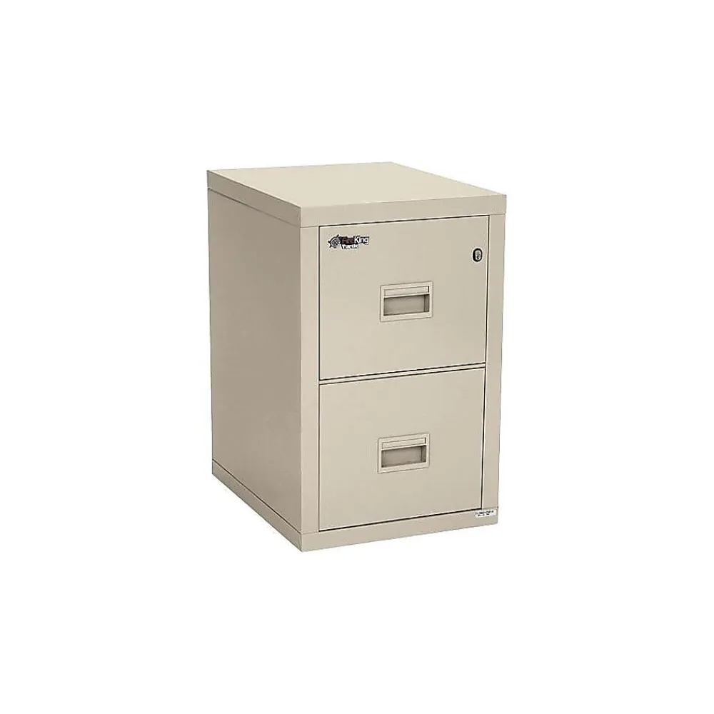File Cabinets*FireKing Dock to Dock 2-Drawer Mobile Vertical File Cabinet, Letter/Legal, Lockable, Fire Resistant, Parchment (2R1822-CPA)