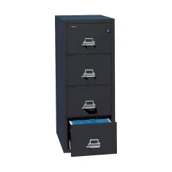 File Cabinets*FireKing 1-Hour Fire Resistant Vertical Cabinet, Legal, 4-Drawer, Black, 52 3/4"H x 20 13/16"W x 25 1/16"D, Inside Delivery