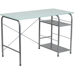 Computer Desks*Flash Furniture 47" Glass Computer Desks Silk, White/Silver (NANWK086)