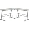 Computer Desks*Flash Furniture 84" Glass L-Shape Computer Desk, Clear/Silver (NANCD22181)