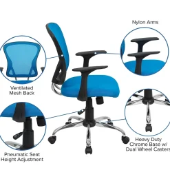 Office Chairs*Flash Furniture Alfred Ergonomic Mesh Swivel Mid-Back Task Office Chair, Blue (H8369FBL)